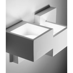 SIDE SMALL APPLIQUE 2 LUCI IN GESSO BIANCO MODERNA CON LAMPADINE ATTACCO GX53