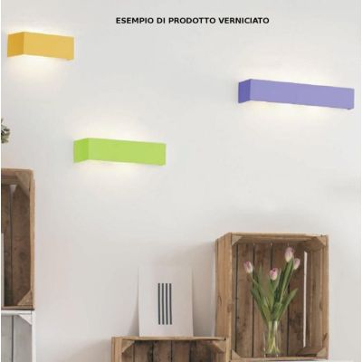 T174.12 TEOS APPLIQUE MODERNA L47 CM BIEMISSIONE DI LUCE GESSO BIANCO VERNICIABILE LAMPADINE ATTACCO G9