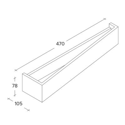 T174.12 TEOS APPLIQUE MODERNA L47 CM BIEMISSIONE DI LUCE GESSO BIANCO VERNICIABILE LAMPADINE ATTACCO G9