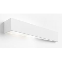 T174.12 TEOS APPLIQUE MODERNA L47 CM BIEMISSIONE DI LUCE GESSO BIANCO VERNICIABILE LAMPADINE ATTACCO G9