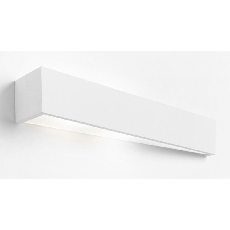 T174.12 TEOS APPLIQUE MODERNA L47 CM BIEMISSIONE DI LUCE GESSO BIANCO VERNICIABILE LAMPADINE ATTACCO G9