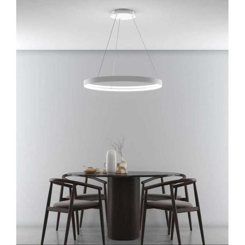 MALIKA SOSPENSIONE CON ANELLO D58 CM E D77 CM LED INTEGRATO BIANCO O ORO CCT 3000-4000-6000K MODERNA