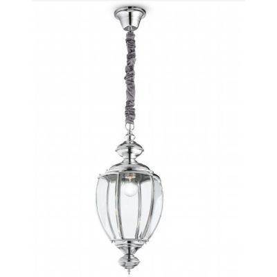 LAMPADARIO A SOSPENSIONE CLASSICO A FORMA DI LANTERNA IN METALLO CROMO O BRUNITO CRISTALENSI - Cristalensi Shop Online
