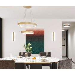 MALIKA SOSPENSIONE 2 ANELLI BIANCA O ORO LED 70W LUCE CCT 3000-4000-6000K CM 40+60 MODERNA