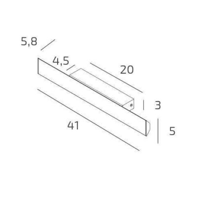 MALIKA APPLIQUE LINEARE CM 40 BIANCA O ORO LED 12W CCT 3000-4000-6000K LUCE INDIRETTA MODERNA