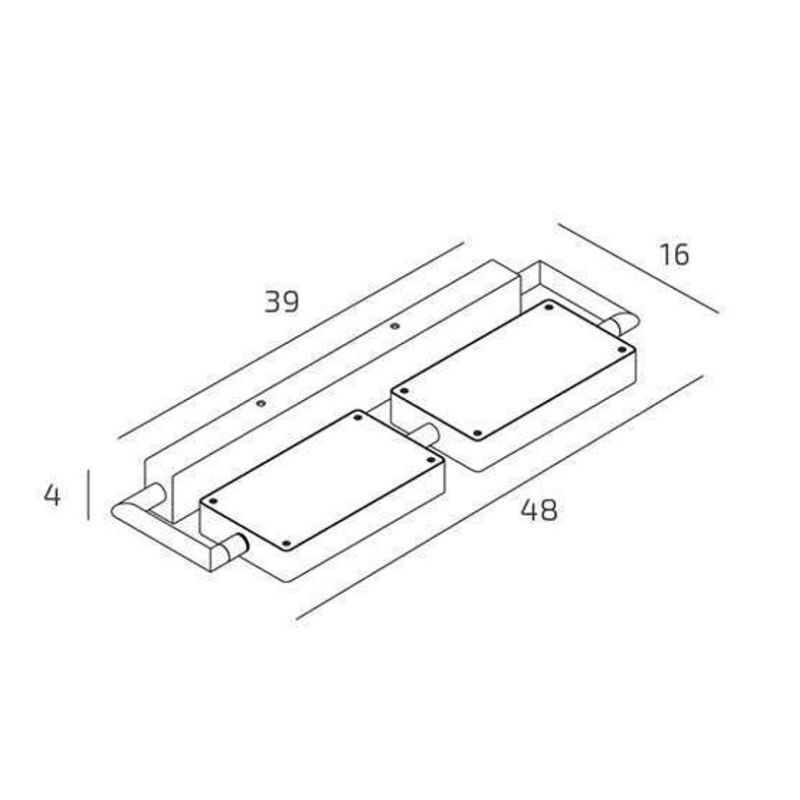 KUBI APPLIQUE PLAFONIERA DOPPIA ORIENTABILE BIEMISSIONE LED 38W LUCE CCT 3000K-4000K ALLUMINIO 3 COLORI