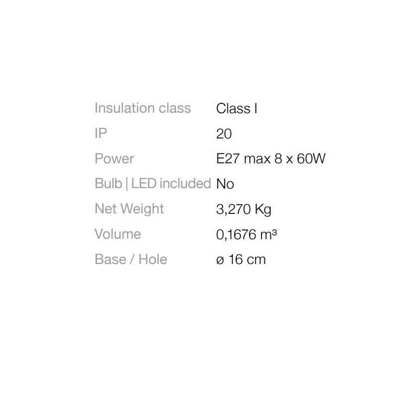 PLAFONIERA MODERNA 8 LUCI CON BRACCI IN METALLO VERNICIATO NERO O OTTONE CON LAMPADINE A VISTA CRISTALENSI - Cristalensi Shop On