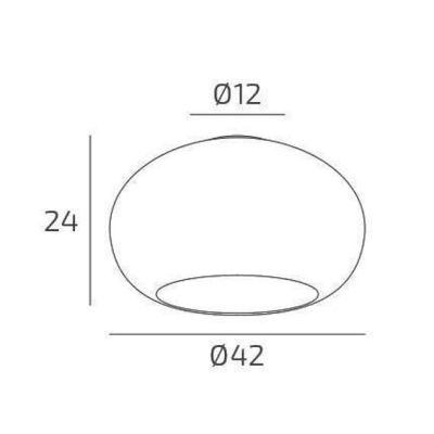CASPER PLAFONIERA IN VETRO BIANCO O TORTORA D42 CM E D55 CM MODERNA LAMPADINE ATTACCO E27