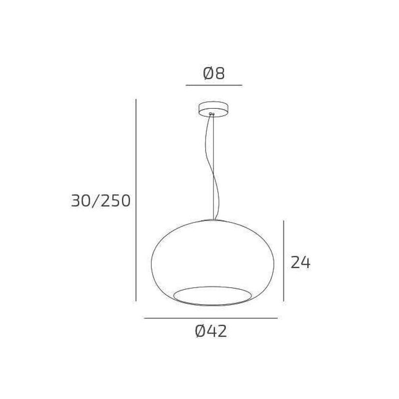 CASPER SOSPENSIONE SINGOLA IN VETRO BIANCO O TORTORA D42 CM E D55 CM MODERNA LAMPADINE ATTACCO E27