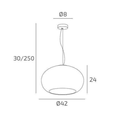 CASPER SOSPENSIONE SINGOLA IN VETRO BIANCO O TORTORA D42 CM E D55 CM MODERNA LAMPADINE ATTACCO E27