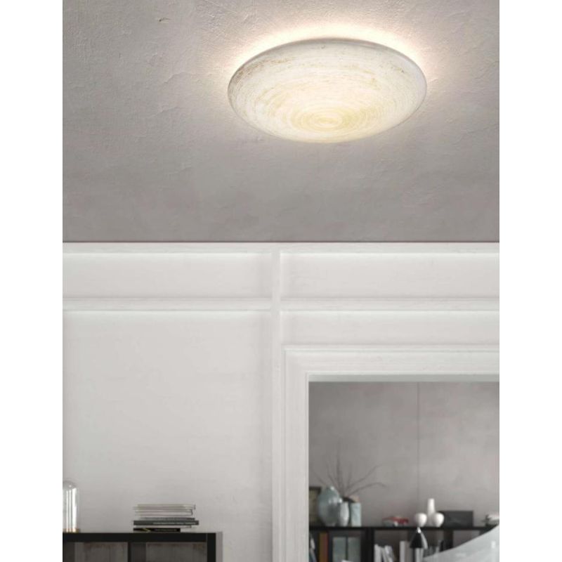 JELLY APPLIQUE PLAFONIERA IN VETRO SOFFIATO ORO O ARGENTO 2 MISURE LAMPADINE ATTACCO E27