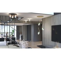 V-LINE PLAFONIERA PICCOLA 1 LUCE ROTONDA IN METALLO NERO O SABBIA CON VETRI COLORATI LAMPADINA ATTACCO E27 2