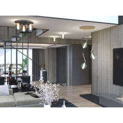 V-LINE SOSPENSIONE ROTONDA 3 LUCI NERA O SABBIA CON VETRI COLORATI LAMPADINE E27 ORIGINALE E MODERNA 2