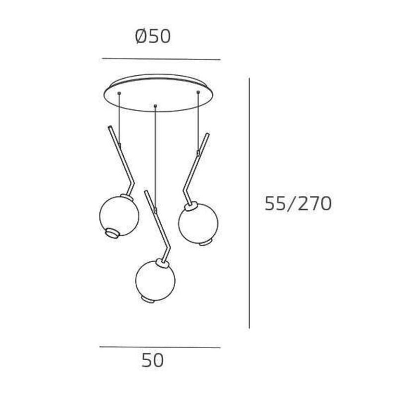 V-LINE SOSPENSIONE ROTONDA 3 LUCI NERA O SABBIA CON VETRI COLORATI LAMPADINE E27 ORIGINALE E MODERNA