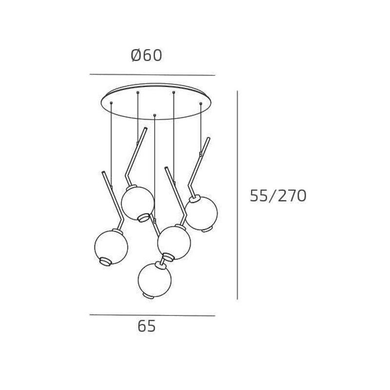 V-LINE SOSPENSIONE ROTONDA 5 LUCI NERA O SABBIA CON VETRI COLORATI LAMPADINE E27 ORIGINALE E MODERNA