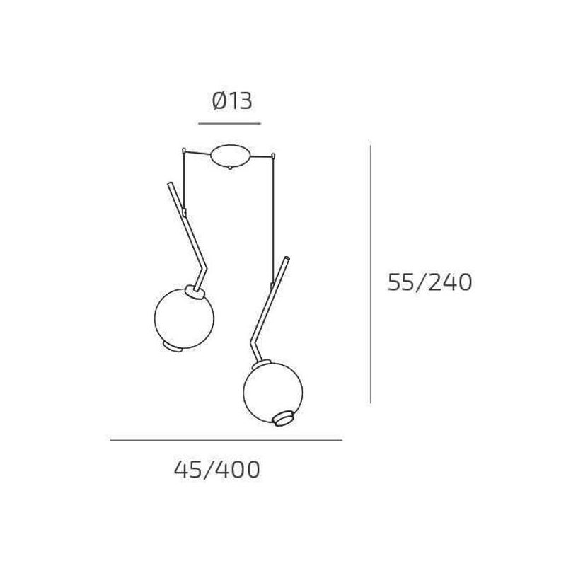 V-LINE SOSPENSIONE 2 LUCI DECENTRATA NERA O SABBIA CON VETRI COLORATI LAMPADINE E27