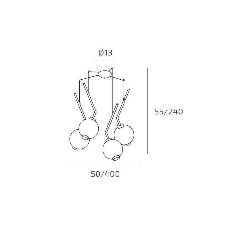 V-LINE SOSPENSIONE 4 LUCI DECENTRATA NERA O SABBIA CON VETRI COLORATI LAMPADINE E27