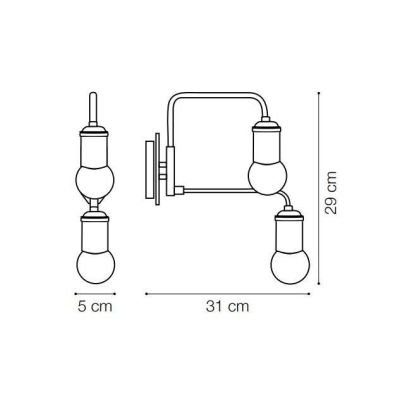 LAMPADA DA PARETE 2 LUCI MODERNA IN METALLO FINITURA OTTONE INVECCHIATO CRISTALENSI - Cristalensi Shop Online
