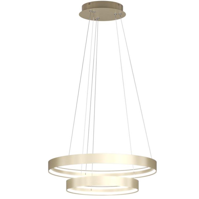 MALIKA SOSPENSIONE 2 ANELLI BIANCA O ORO LED 70W LUCE CCT 3000-4000-6000K CM 40+60 MODERNA