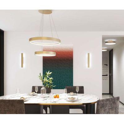 MALIKA SOSPENSIONE 2 ANELLI BIANCA O ORO LED 70W LUCE CCT 3000-4000-6000K CM 40+60 MODERNA
