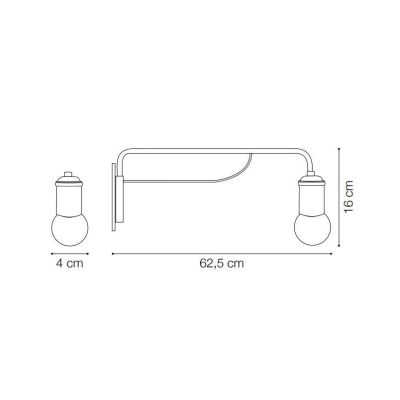 LAMPADA DA PARETE MINIMAL CON UNA SOLA LAMPADINA A VISTA IN METALLO FINITURA NERA O OTTONE INVECCHIATO CRISTALENSI - Cristalensi
