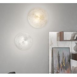 JELLY APPLIQUE PLAFONIERA IN VETRO SOFFIATO ORO O ARGENTO 2 MISURE LAMPADINE ATTACCO E27