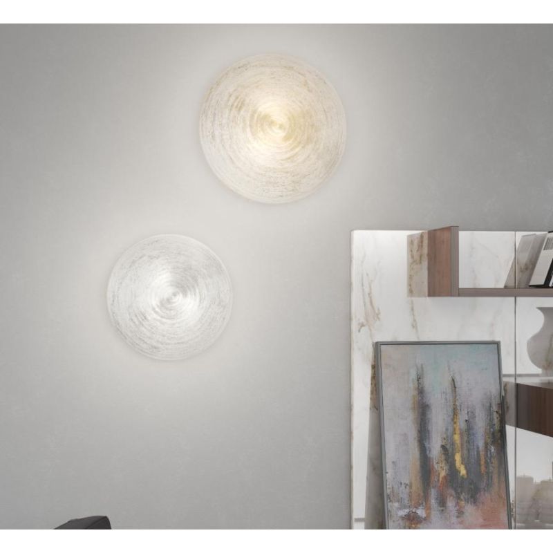 JELLY APPLIQUE PLAFONIERA IN VETRO SOFFIATO ORO O ARGENTO 2 MISURE LAMPADINE ATTACCO E27