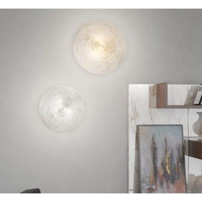 JELLY APPLIQUE PLAFONIERA IN VETRO SOFFIATO ORO O ARGENTO 2 MISURE LAMPADINE ATTACCO E27