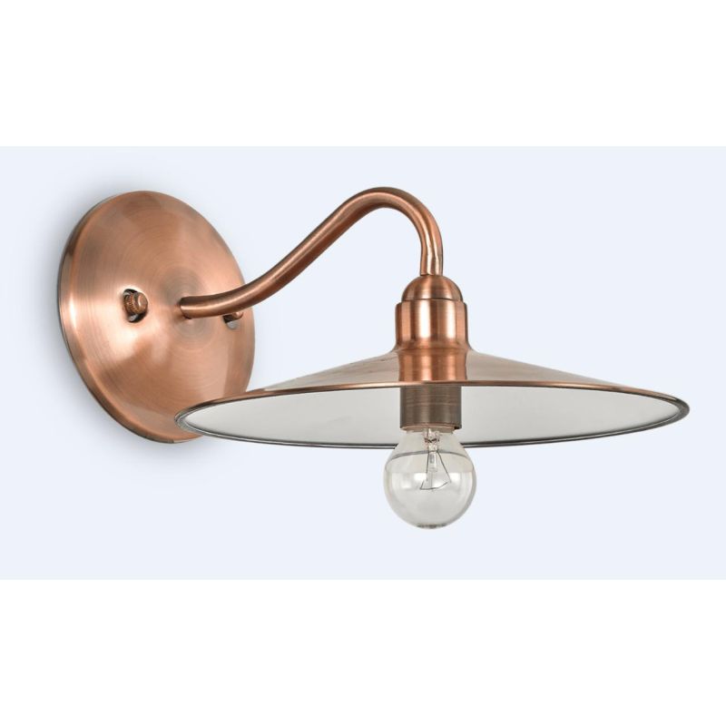 LAMPADA DA PARETE RUSTICA CON DIFFUSORE A PIATTO IN METALLO BRUNITO O RAME CRISTALENSI - Cristalensi Shop Online