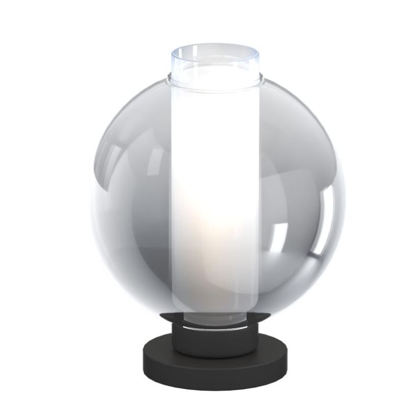 V-LINE LAMPADA DA TAVOLO ROTONDA IN METALLO NERO O SABBIA CON VETRI COLORATI LAMPADINA ATTACCO E27