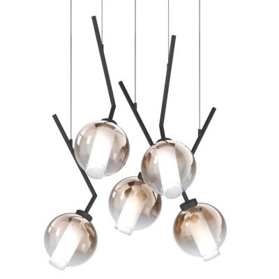 V-LINE SOSPENSIONE 5 LUCI RETTANGOLARE NERA O SABBIA CON VETRI COLORATI LAMPADINE E27 ORIGINALE E MODERNA