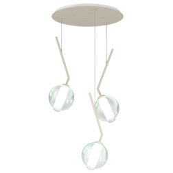 V-LINE SOSPENSIONE ROTONDA 3 LUCI NERA O SABBIA CON VETRI COLORATI LAMPADINE E27 ORIGINALE E MODERNA