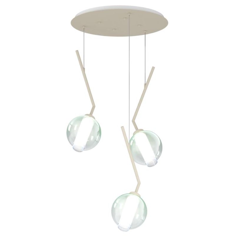 V-LINE SOSPENSIONE ROTONDA 3 LUCI NERA O SABBIA CON VETRI COLORATI LAMPADINE E27 ORIGINALE E MODERNA