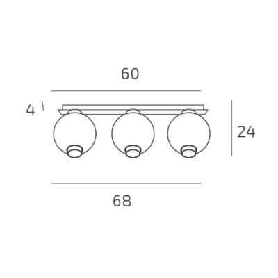 L-LINE PLAFONIERA RETTANGOLARE 3 LUCI SABBIA CON VETRI TRASPARENTI MODERNA CON LAMPADINE E27