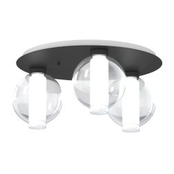 V-LINE PLAFONIERA ROTONDA 3 LUCI D50 CM NERA O SABBIA CON VETRI COLORATI MODERNA LAMPADINE E27