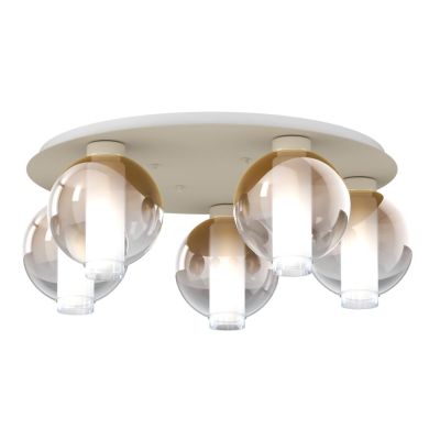 V-LINE PLAFONIERA ROTONDA 5 LUCI D60 CM NERA O SABBIA CON VETRI COLORATI MODERNA LAMPADINE E27