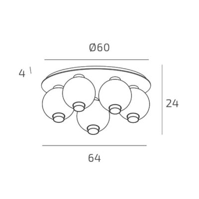 V-LINE PLAFONIERA ROTONDA 5 LUCI D60 CM NERA O SABBIA CON VETRI COLORATI MODERNA LAMPADINE E27