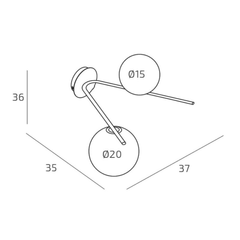 BOOMERANG APPLIQUE MODERNA 2 LUCI METALLO COLOR SABBIA LAMPADINE ATTACCO E27