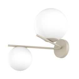 BOOMERANG APPLIQUE MODERNA 2 LUCI METALLO COLOR SABBIA LAMPADINE ATTACCO E27