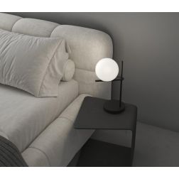 LAMPADA DA TAVOLO MODERNA IN METALLO NERO O SABBIA E DIFFUSORE BIANCO LAMPADINA ATTACCO E27 2