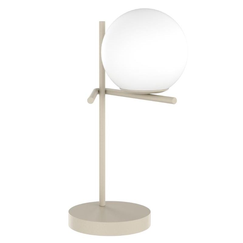 LAMPADA DA TAVOLO MODERNA IN METALLO NERO O SABBIA E DIFFUSORE BIANCO LAMPADINA ATTACCO E27