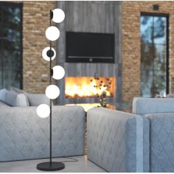 PIANTANA MODERNA COLOR SABBIA O NERO 6 LUCI ALTEZZA CM 170 LAMPADINE ATTACCO E27