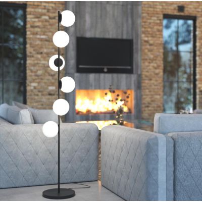PIANTANA MODERNA COLOR SABBIA O NERO 6 LUCI ALTEZZA CM 170 LAMPADINE ATTACCO E27