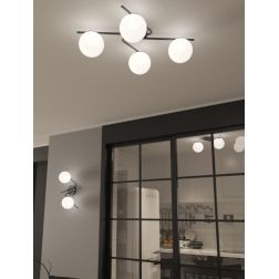 APPLIQUE PLAFONIERA 4 LUCI SABBIA O NERA DESIGN MODERNO LAMPADINE ATTACCO E27 2