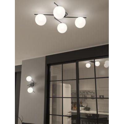 APPLIQUE PLAFONIERA 4 LUCI SABBIA O NERA DESIGN MODERNO LAMPADINE ATTACCO E27