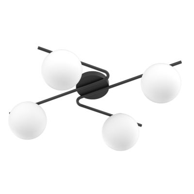 APPLIQUE PLAFONIERA 4 LUCI SABBIA O NERA DESIGN MODERNO LAMPADINE ATTACCO E27