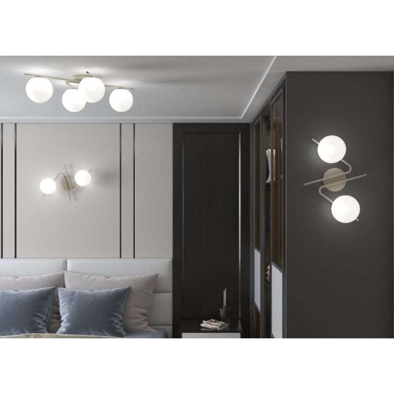APPLIQUE PLAFONIERA 2 LUCI NERA O SABBIA DESIGN MODERNO LAMPADINE ATTACCO E27