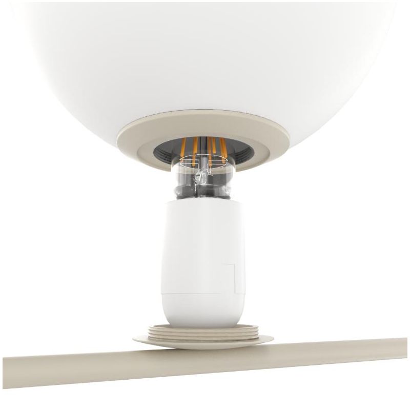 BOOMERANG SOSPENSIONE 8 LUCI IN METALLO SABBIA E DIFFUSORI IN VETRO BIANCO LAMPADINE ATTACCO E27