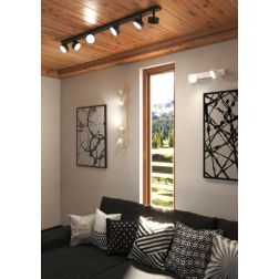 EDRA BINARIO 6 LUCI CON SPOT ORIENTABILI METALLO NERO, BIANCO E SABBIA LAMPADINE ATTACCO GX53 2