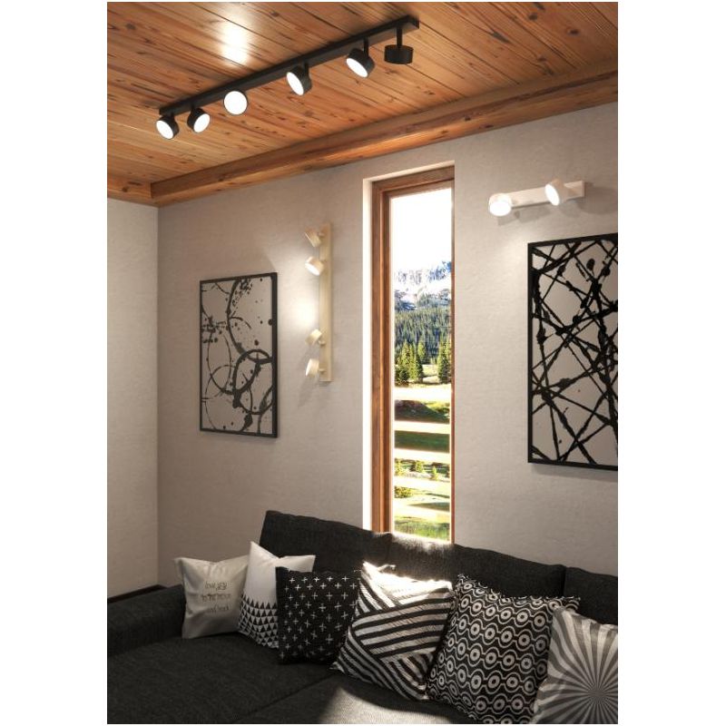EDRA BINARIO 6 LUCI CON SPOT ORIENTABILI METALLO NERO, BIANCO E SABBIA LAMPADINE ATTACCO GX53